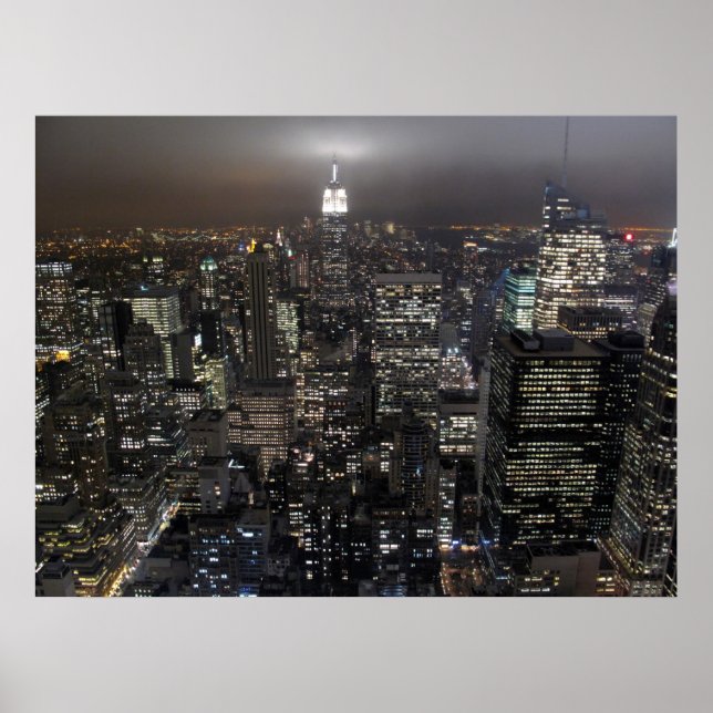 New York Poster Cityscape New York Night Print (Front)