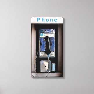 New York Public Pay Phone, Retro Phone Booth Canvas Print