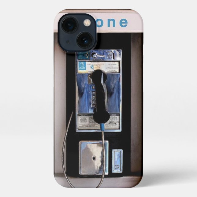 New York Public Pay Phone, Retro Phone Booth iPhone Case (Back)
