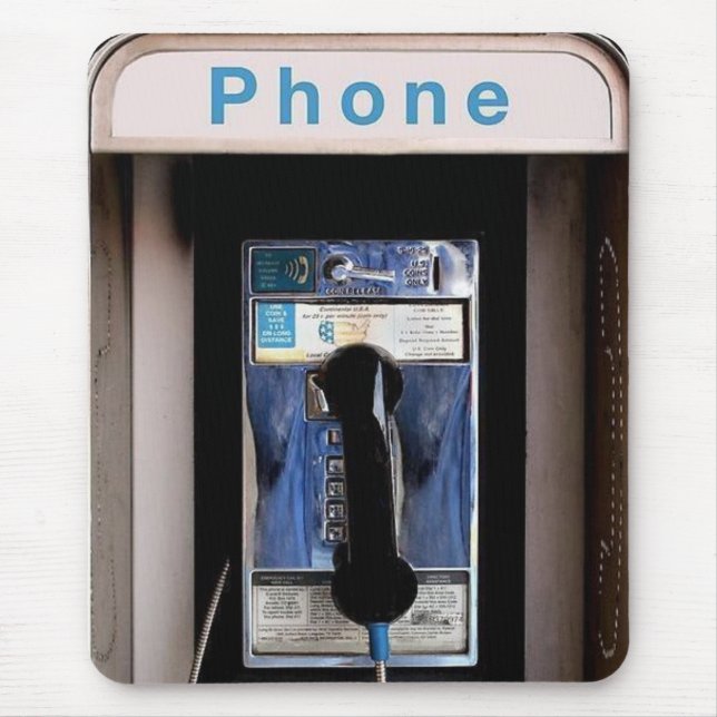 New York Public Pay Phone, Retro Phone Booth Mouse Mat (Front)
