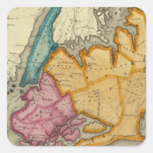 New York, Queens, Kings, Richmond counties Square Sticker