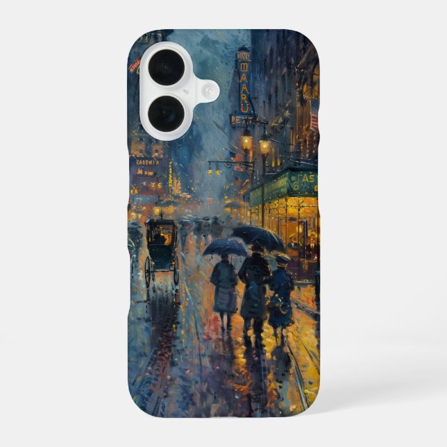 New York Rain iPhone 16 Case (Back)