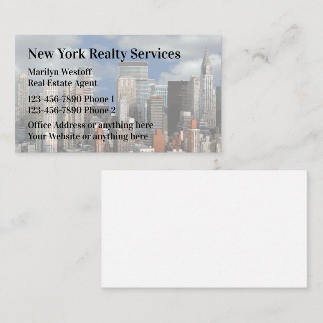 New York Real Estate Agent Business Card (Front/Back)