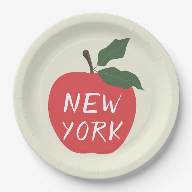 New york red apple party paper plate (Front)