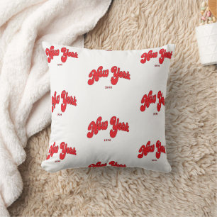 New-York-Red Logo Arc Typography Cushion