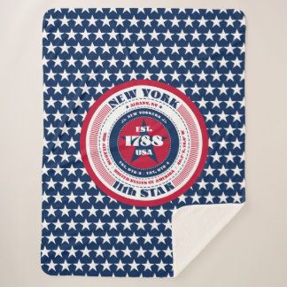 New York Red White Blue Patriotic Sherpa Blanket