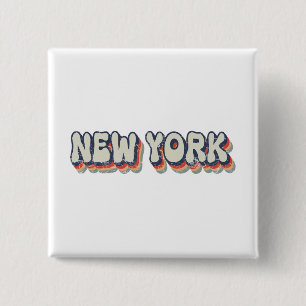 New York Retro 80s Chrome City 15 Cm Square Badge