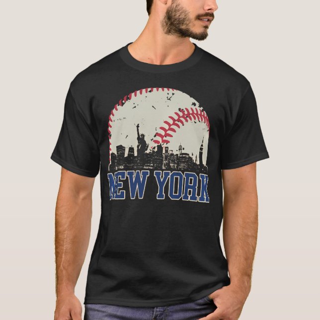 New York Retro Baseball Lover Met At Game Day T-Shirt (Front)