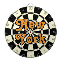 NEW YORK Retro Modern Orange text Black and Cream