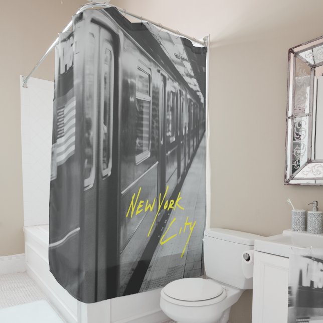 New York Retro Subway Shower Curtain (NYC Subway Shower Curtain)
