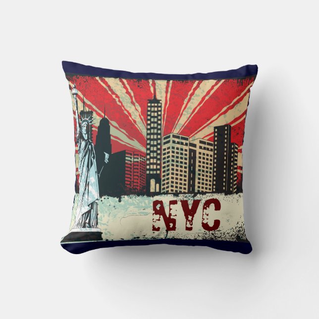 new york retro throw pillow (Front)
