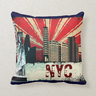 new york retro throw pillow