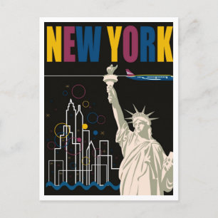 New York, Retro Travel Postcard