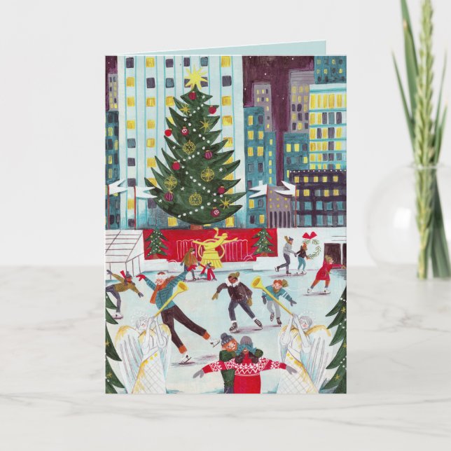 New York Rockefeller centre Christmas skating  Holiday Card (Front)