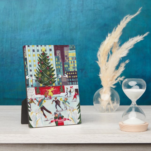 New York Rockefeller centre Christmas skating Post Plaque (Side)