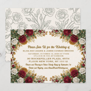 New York Rose Elegant Wedding Invitation