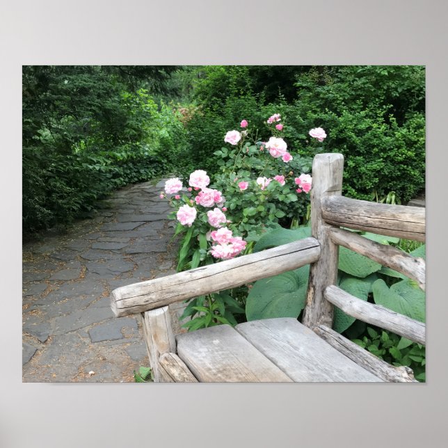 New York Shakespeare Garden Central Park Bench NYC Poster (Front)