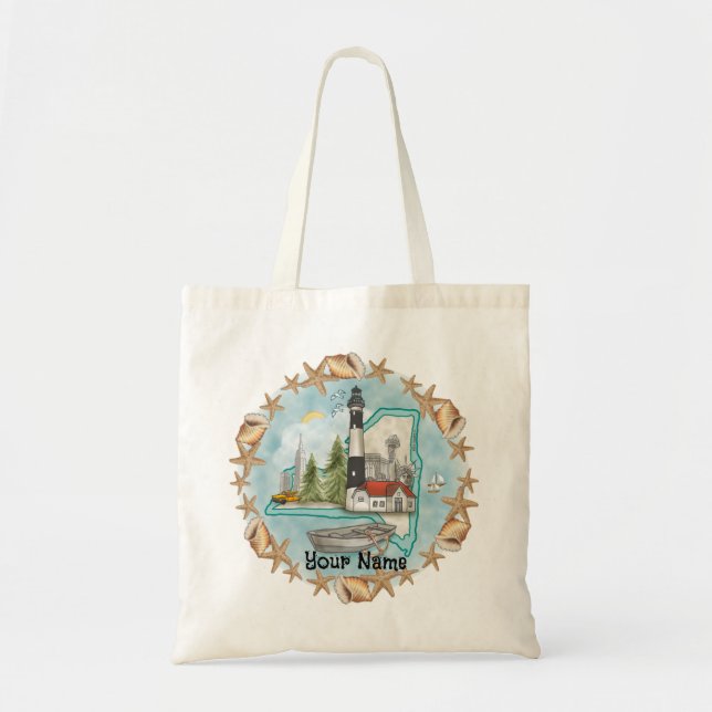 New York Shells Lighthouse Tote Bag (Front)