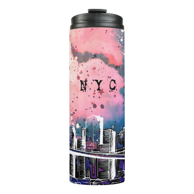New York, Sky, City Thermal Tumbler (Front)