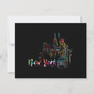 New York Sky Heartbeat Statue of Liberty I Love Ne Thank You Card
