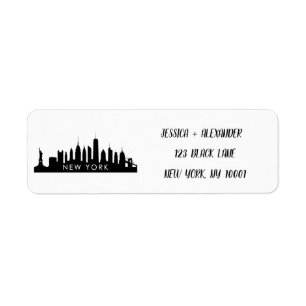 New York Skylin Silhouette Black Elegant Script La