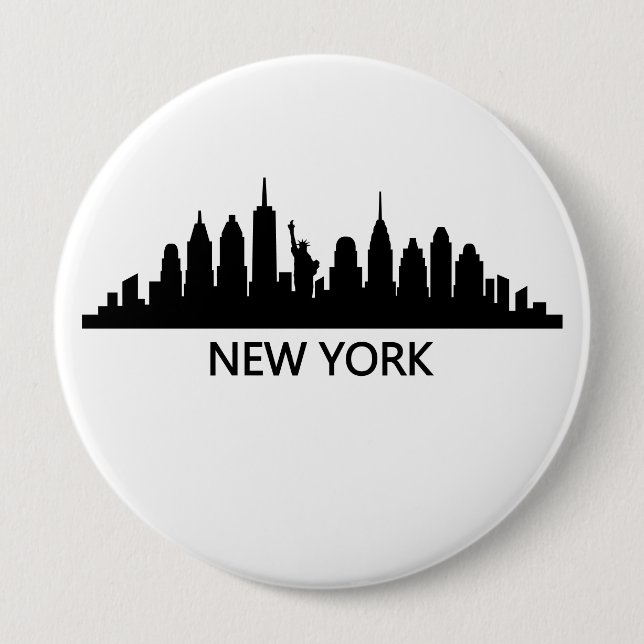 New York Skyline 10 Cm Round Badge (Front)