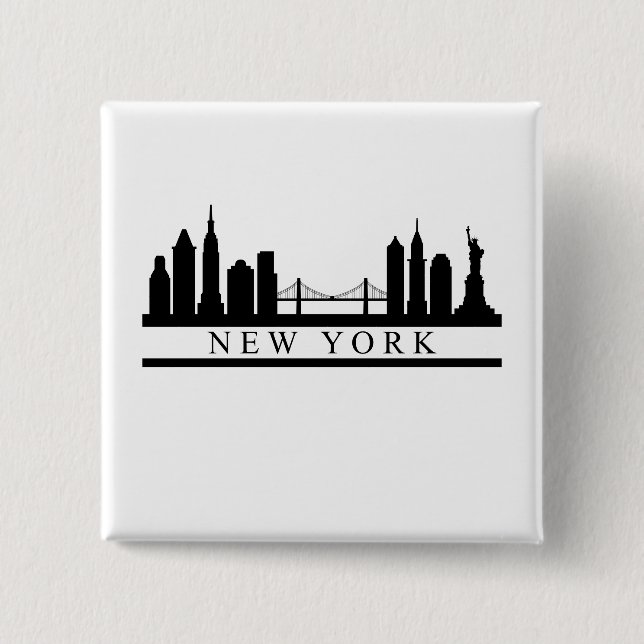New York Skyline 15 Cm Square Badge (Front)