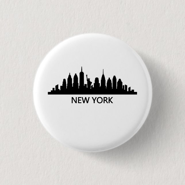 New York Skyline 3 Cm Round Badge (Front)