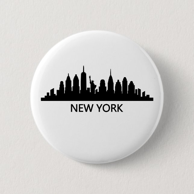 New York Skyline 6 Cm Round Badge (Front)