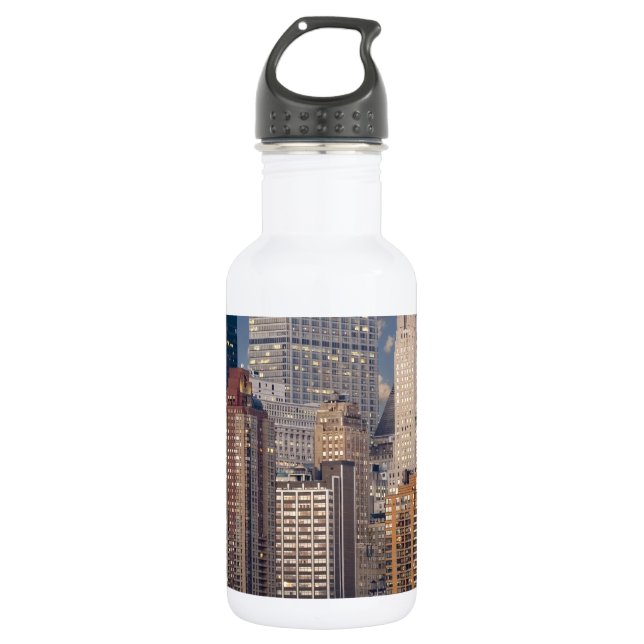 New York Skyline and the Manhattan Hudson River 532 Ml Water Bottle (Front)