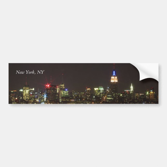 New York Skyline at Night Bumper Sticker (Front)