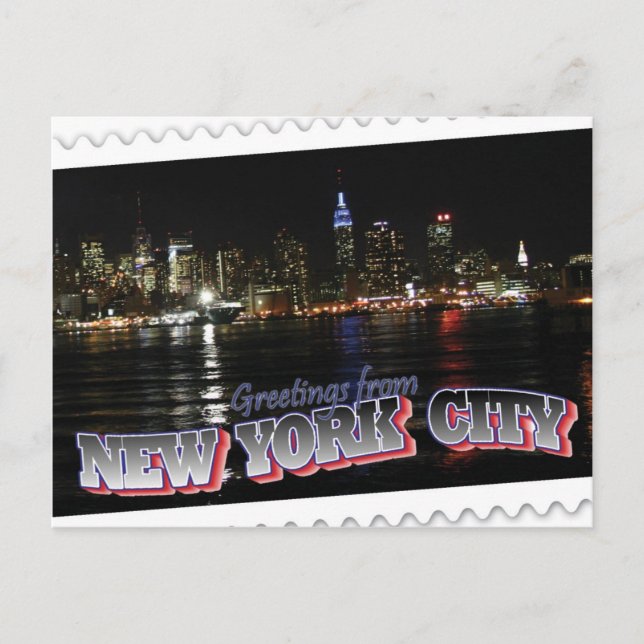 New York Skyline at Night Empire State Postcard (Front)