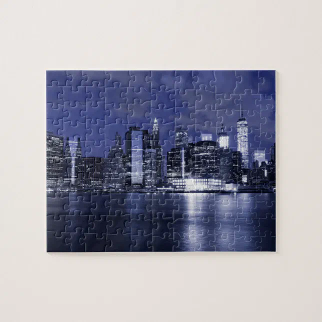New York Skyline at Night Jigsaw Puzzle | Zazzle