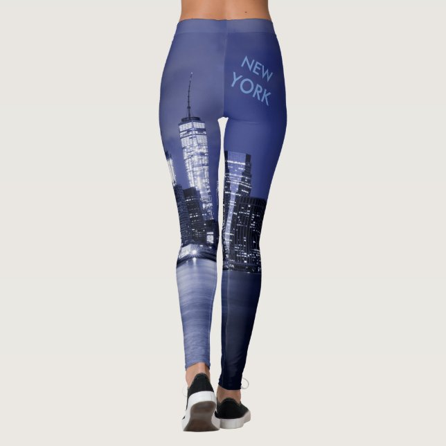 New York Skyline Bathed in Blue Leggings (Back)