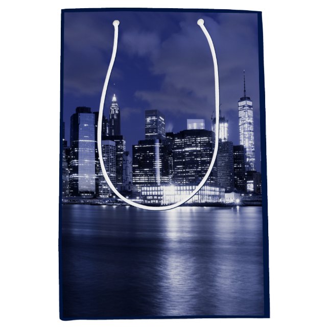 New York Skyline Bathed in Blue Medium Gift Bag (Front)