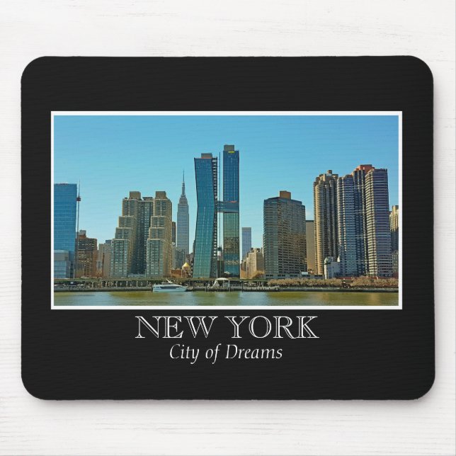 New York Skyline Black White Frame Photo Mouse Mat (Front)