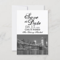 New York Skyline Brooklyn Wedding Save the Date In