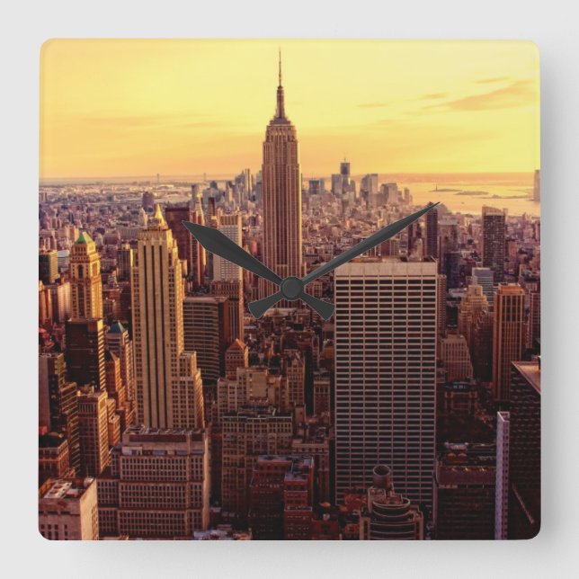 New York skyline city with Empire State Square Wall Clock (Front)