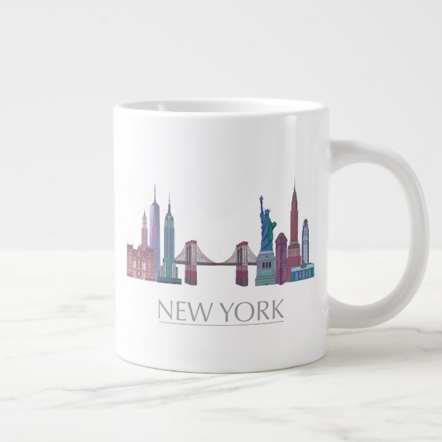 New York Skyline Coloured Buildings Large Coffee Mug (Right)