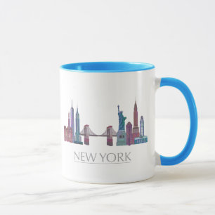 New York Skyline Coloured Buildings Mug