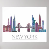 New York Skyline Coloured Buildings