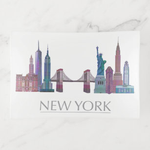 New York Skyline Coloured Buildings Trinket Trays