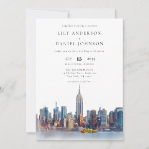 New York Skyline Destination All In One Wedding Invitation