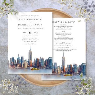 New York Skyline Destination All In One Wedding Invitation