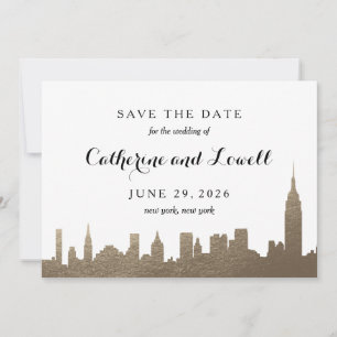 New York Skyline Faux Gold Save the Date