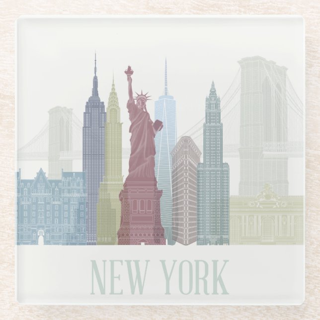 New York Skyline Glass Coaster (Front)