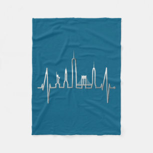 New York Skyline Heartbeat Love Statue Of Liberty Fleece Blanket