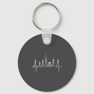 New York Skyline Heartbeat Love Statue Of Liberty  Key Ring