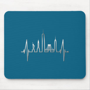 New York Skyline Heartbeat Love Statue Of Liberty Mouse Mat