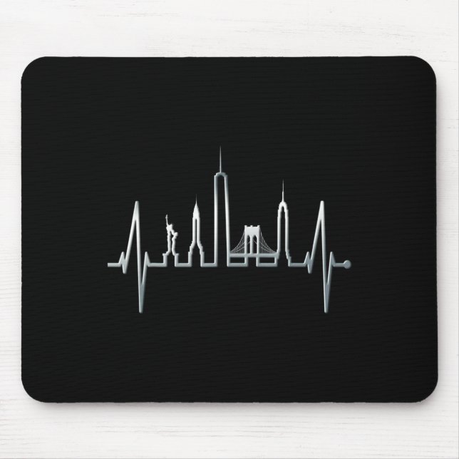 New York Skyline Heartbeat Love Statue Of Liberty  Mouse Mat (Front)